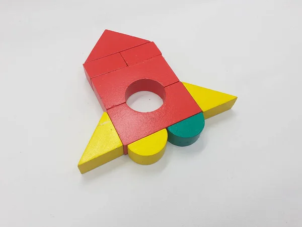 Konstnärlig Handgjorda Färgglada Olika Form Trä Building Block Kid Leksaker — Stockfoto