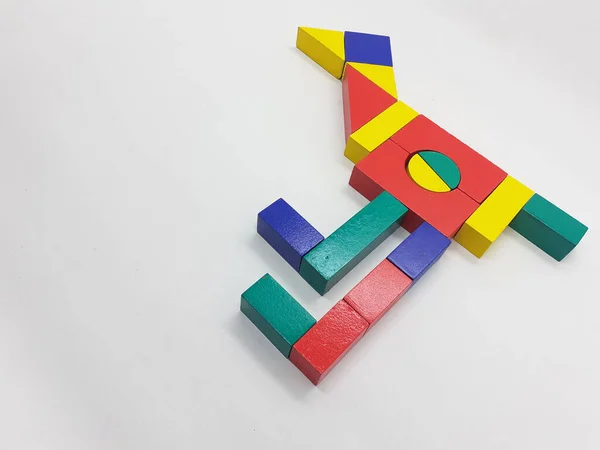 Konstnärlig Handgjorda Färgglada Olika Form Trä Building Block Kid Leksaker — Stockfoto