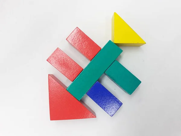 Artistique Fait Main Coloré Divers Blocs Construction Bois Jouets Pour — Photo