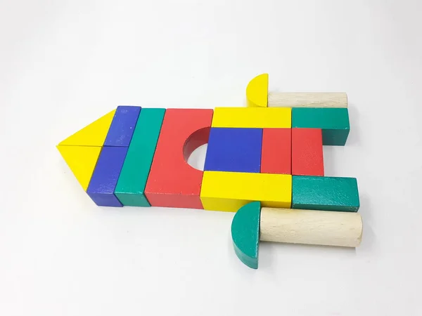 Artistic Handmade Colorful Various Shape Wooden Building Blocks Kid Toys — Stock Photo, Image