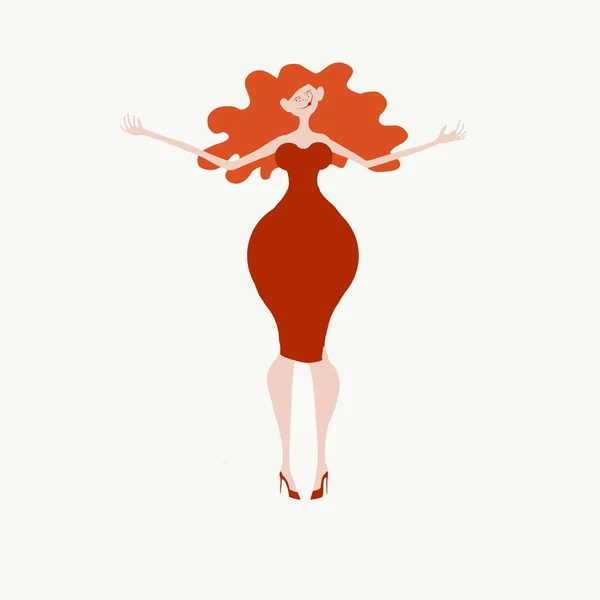 Sexy Lady Girl Red Dress Red Hair Color Beautiful Face — 스톡 사진