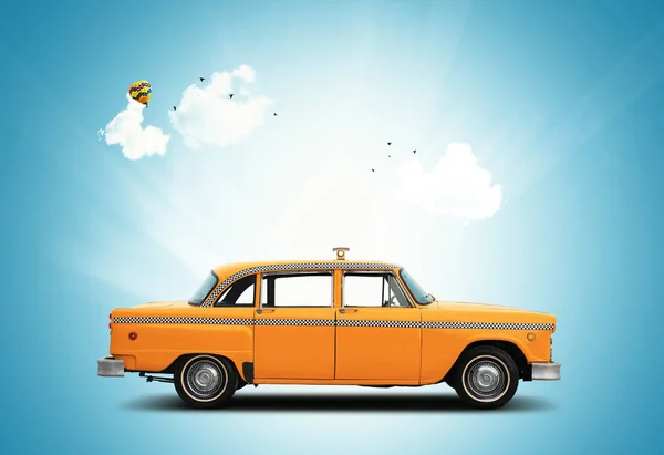 Taksi, retro araba turuncu renk — Stok fotoğraf