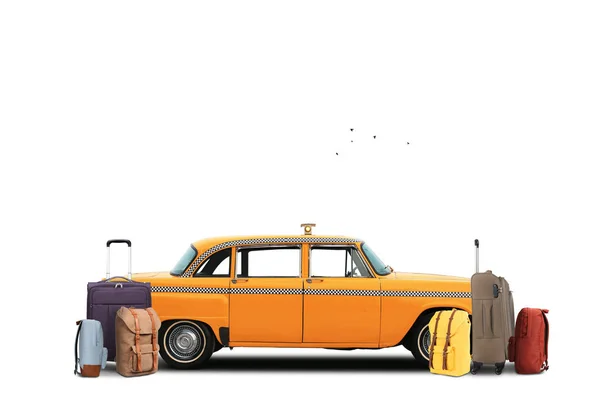Taxi, retro auto oranžové barvy — Stock fotografie