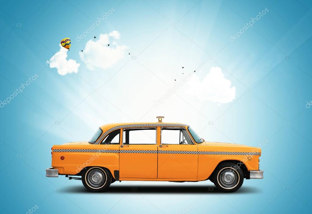 Taxi, retro car orange color