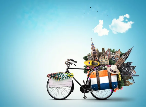Países Baixos, uma bicicleta da cidade — Fotografia de Stock
