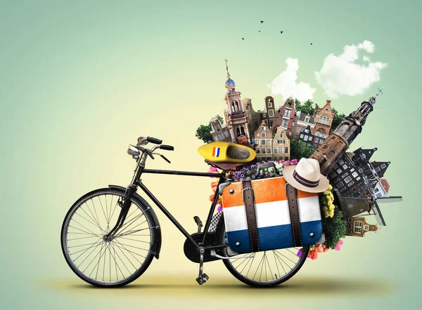 Países Baixos, uma bicicleta da cidade — Fotografia de Stock