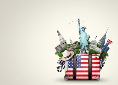 ABD, Amerikan bayrağı ile vintage çanta 