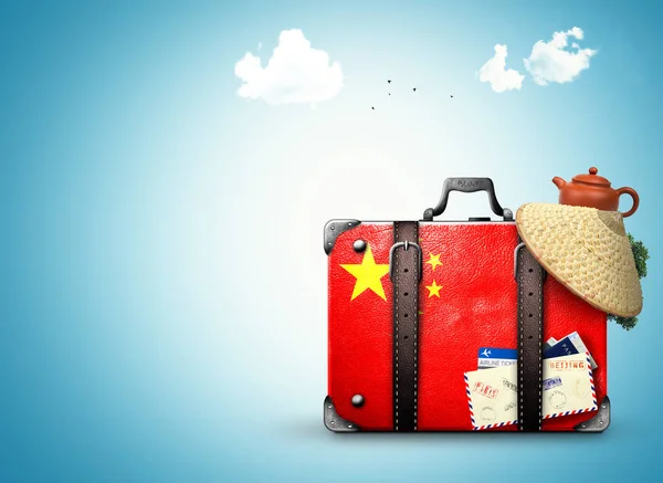 China, vintage suitcase — Stock Photo, Image