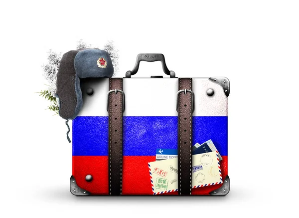 รัสเซีย กระเป๋าเดินทางวินเทจ — ภาพถ่ายสต็อก