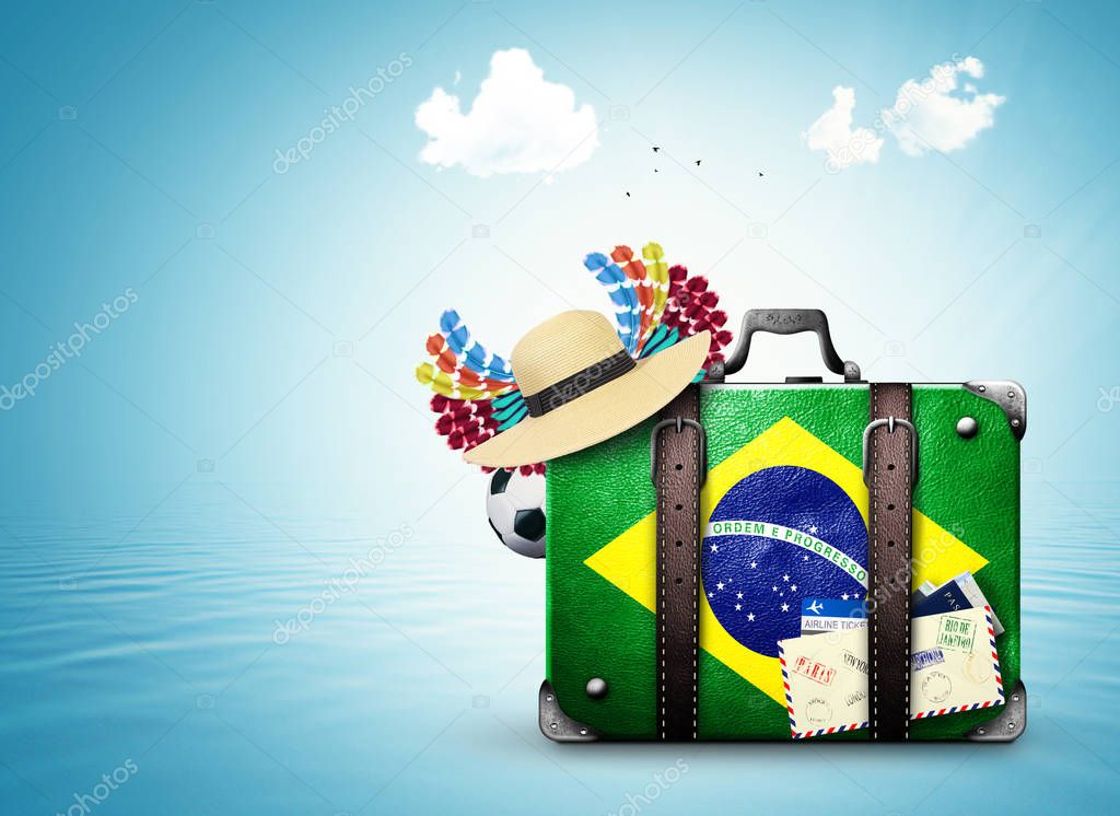 Brazil travel and retro suitcase