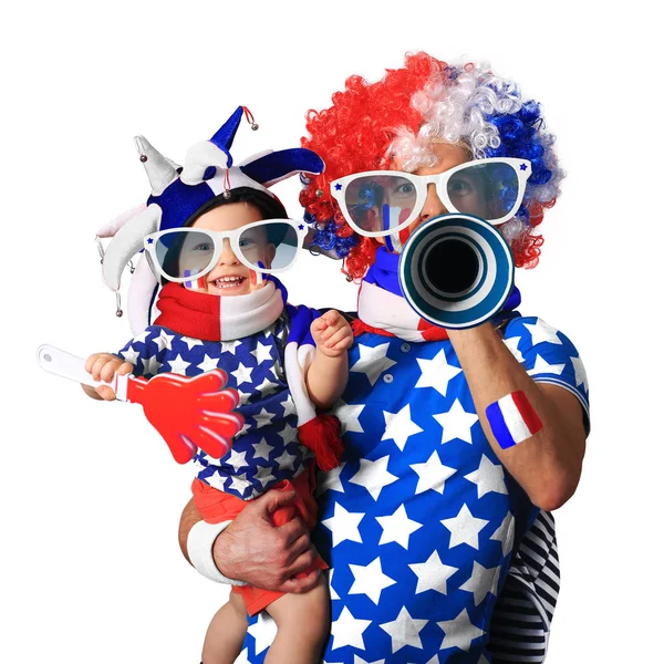 Father Wig Son France Fans — Stock Photo, Image