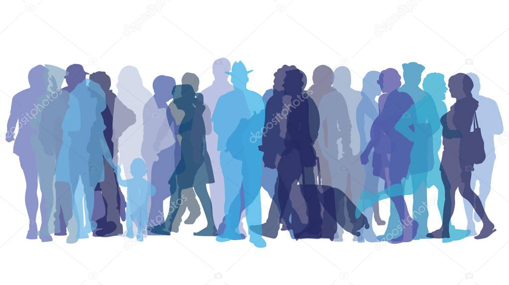 Vector illustration with colored figures of people