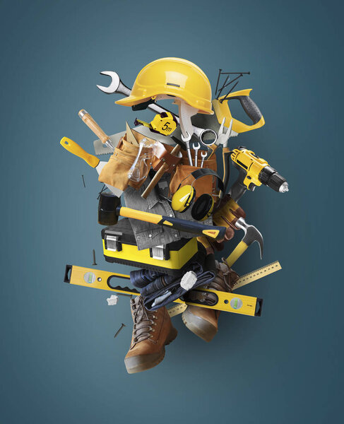 Construction tools and instruments, a concept on the theme of tools