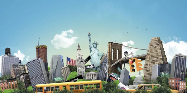 Usa Concept Het Thema Van New York Zijn Attracties — Stockfoto