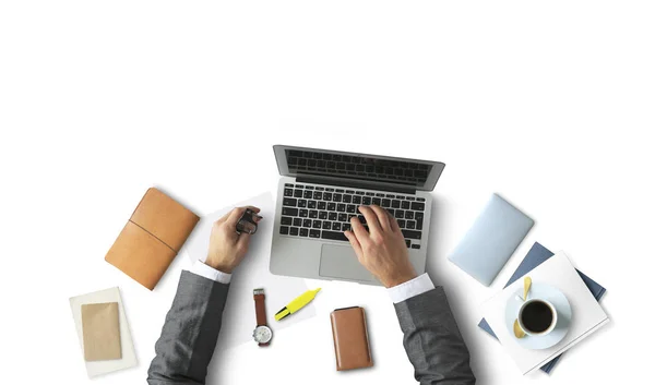 Office Employee Working His Desk — 스톡 사진