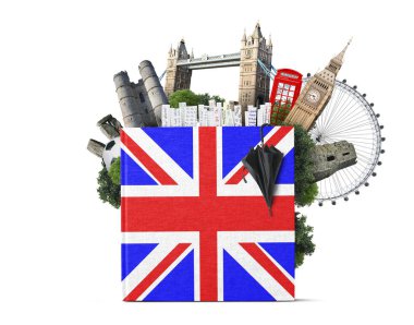 Yer imleri ve manzaralı İngilizce ders kitabı, eğitici kavram