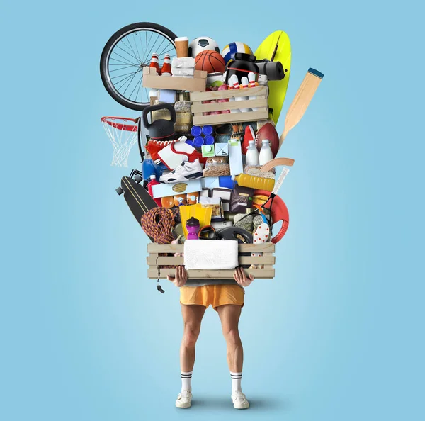 Concepto Estilo Vida Saludable Hombre Sostiene Una Caja Con Productos —  Fotos de Stock