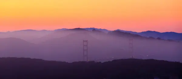 Puesta Sol Con Puente Golden Gate San Francisco —  Fotos de Stock