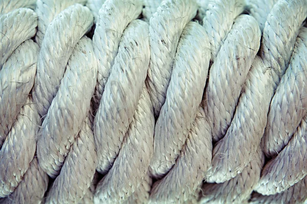 White nautical rope bundle, close up photo