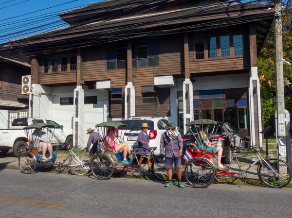 Chiang Mai Tajlandia Stycznia 2020 Rower Trzykołowy Dla Pasażerów Jest — Zdjęcie stockowe