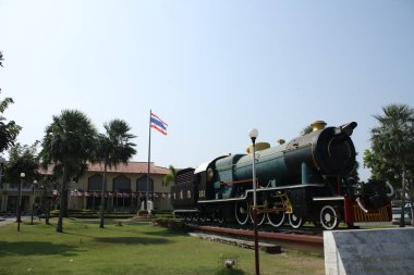 Nakhon Ratchasima Railway Station-February12 2018: The steam train monument in front of this railway station was built to say that it was the first Thai railway from Bangkok to Nakhon Ratchasima