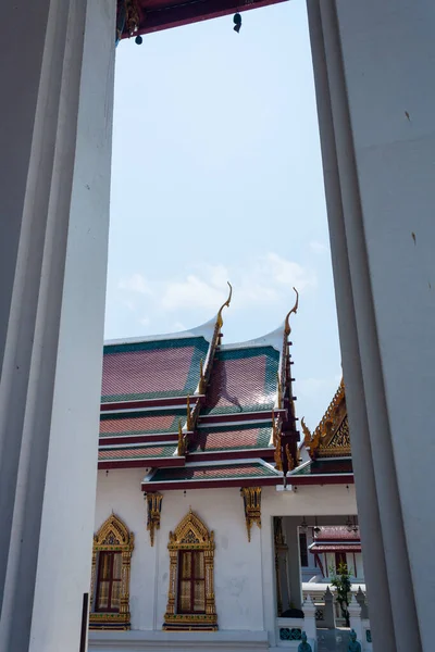 Bangkok Wat Suwannaram Maytemple Thai Temple Entrada Frente Mármore Virado — Fotografia de Stock