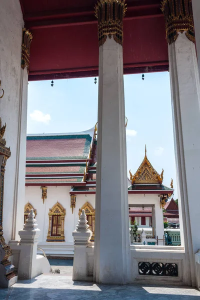 Bangkok Wat Suwannaram Maytemple Thai Temple Front Entrance Marble Facing — 스톡 사진