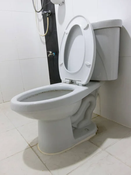 Splachovací Bílá Toaleta Bílé Koupelně — Stock fotografie