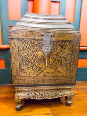 Ulusal BANGKOK Müzesi, THAILAND-10 AĞUSTOS 2018: hediye ve hatıra için tahta kutu. On, 10 AĞUSTOS 2018, Tayland