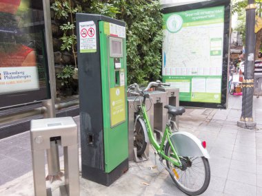 BANGKOK, THAILAND-16 AĞUSTOS 2018: Bangkok bicycie şehri. 16 Ağustos 2018 'de, BANGKOK THAILAND