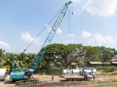 NAKHON RATCHASIMA, THAILAND-28 Eylül 2018: Bangkok 'tan Nakhon Ratchasimama.Yaklaşan yüksek hızlı tren hatları için yükseltme. 28 Eylül 2018' de Tayland 'da
