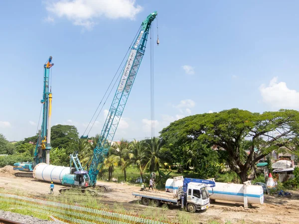 Nakhon Ratchasima Thailand Σεπτεμβριου 2018 Κατασκευαστικές Δραστηριότητες Όλο Σιδηροδρομικό Δίκτυο — Φωτογραφία Αρχείου