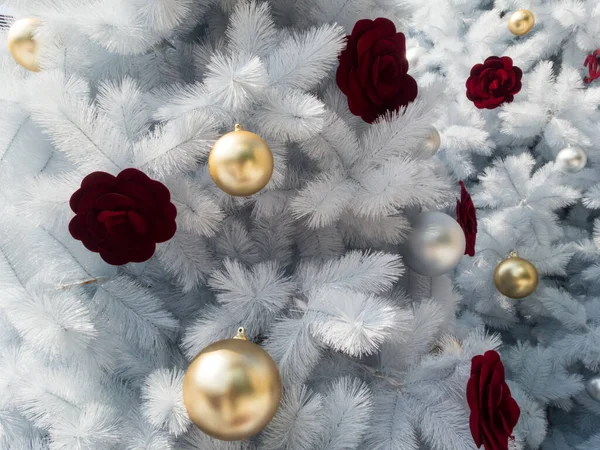Árvore Natal Cor Branca Vermelha — Fotografia de Stock