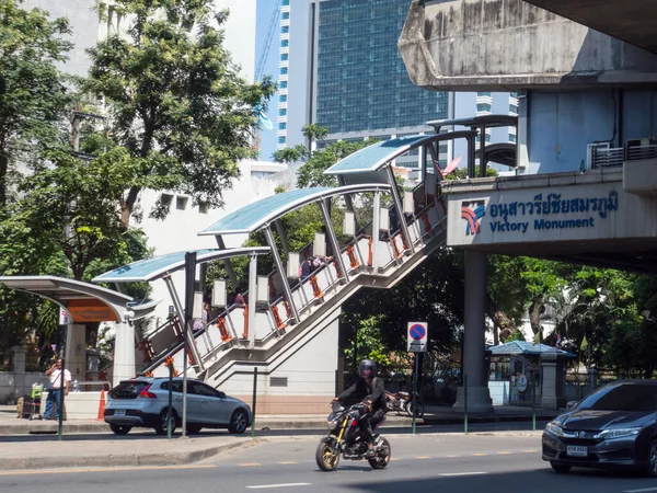 Σταθμός Bts Μνημείο Νίκης Bangkok Thailand Οκτωβριου 2018Είναι Ένας Εναέριος — Φωτογραφία Αρχείου