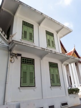 Wat Pathum wanaram Ratchaworawihan tapınağı BANGKOK THAILAND-23 NOVEMBER 2018 Pagoda 'nın da bulunduğu yerdir. Bodhisattva kutsanmıştır. Majesteleri ve kraliyet ailesi birçok Mahidol 'a.