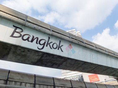 BANGKOK THAILAND-23 Kasım 2018 Bangkok 'un sloganı BANGKOK THAILAND-23 Kasım 2018' deki 