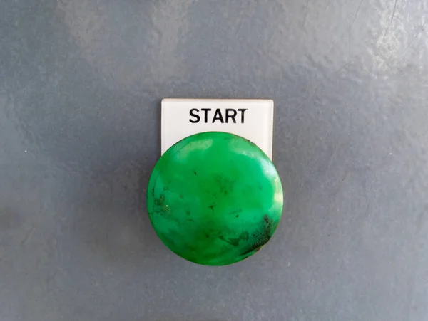 Push Button Start Machine Button Green — Stock Photo, Image