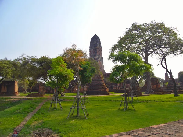 Templo Wat Mahathat Gran Reliquia Templo Budista Ayutthaya Tailandia Central — Foto de Stock