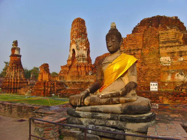 Wat Mahathat Templom Nagy Ereklye Egy Buddhista Templom Ayutthaya Közép — Stock Fotó