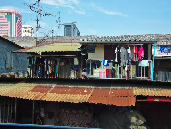Bangkok Thailand April 2019De Gemeenschappen Huizen Van Degenen Die Langs — Stockfoto