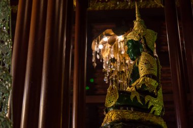 Wat Phra Kaew Chiang Rai Tayland - 15 Mart 2020 Phra Kaew Tapınağı tarihi Çedi, Zümrüt Buda 'yı bulduğunda. Zümrüt Buddha şu anda Bangkok 'ta.).