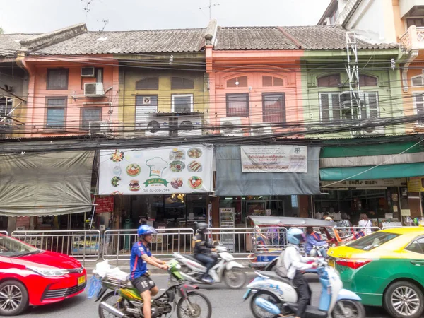 Kolorowe Budynki Bang Rak Bangkokthailand Sierpnia 2018 Starożytna Dzielnica Handlowa — Zdjęcie stockowe