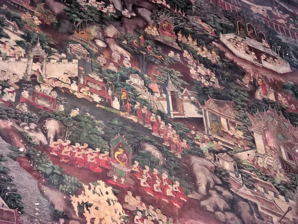 Wat Suthat Thepwararam Bangkok Thailand Luglio 2019Pittura Murales Oltre Cento — Foto Stock