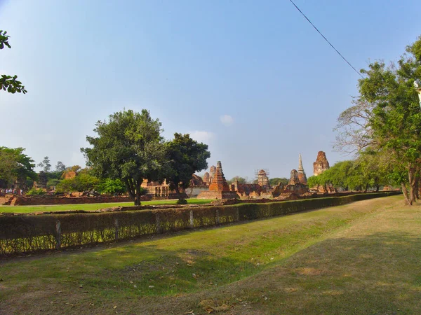 Tempio Wat Mahathat Della Grande Reliquia Tempio Buddista Ayutthaya Thailandia — Foto Stock