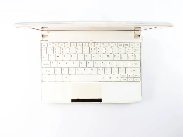 Top View White Laptop Closeup White Background — Stock Photo, Image