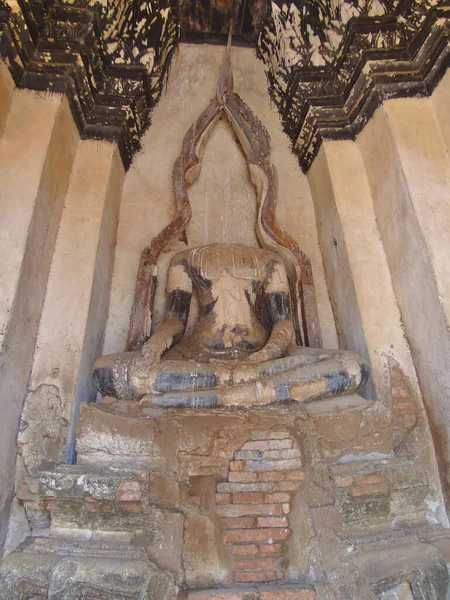 Antigua Estatua Buda Wat Chaiwatthanaram Templo Budista Ciudad Ayutthaya Historical —  Fotos de Stock