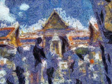 Bangkok Illustrations 'da seyahat eden turist grupları empresyonist bir resim tarzı yaratıyor..