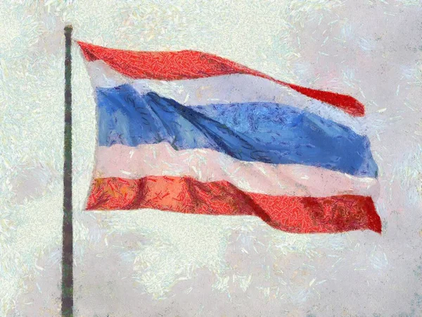 Tailandia Bandera Ilustraciones Crea Estilo Impresionista Pintura —  Fotos de Stock