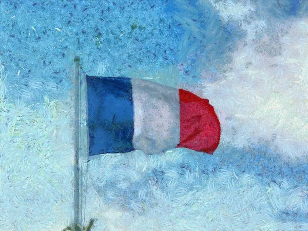 Francouzská Vlajka Pozadí Oblohy Ilustrace Vytváří Impresionistický Styl Malby — Stock fotografie