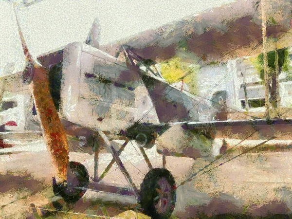 Antike Kampfflugzeuge Während Des Ersten Weltkriegs Illustrationen Schafft Einen Impressionistischen — Stockfoto